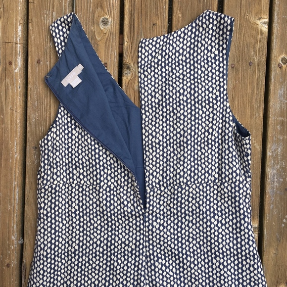 J. Crew Navy/Cream Patterned Dress 10 - Vintage - Picture 3 of 8